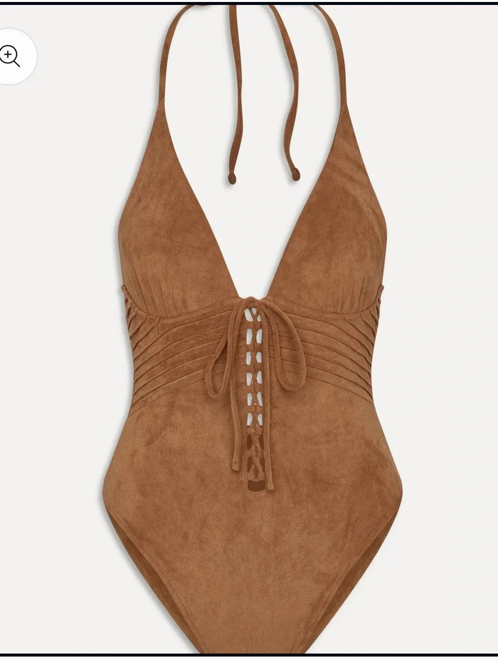 Frankie’s Bikinis x Bella Hadid Suede One Piece Swimsuit Bodysuit